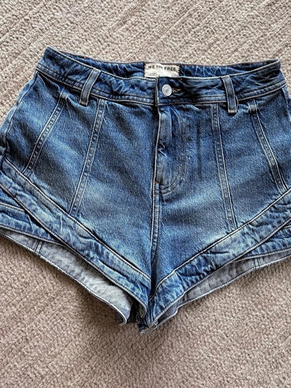 We The Free Double Take Crossover Shorts Blue Waist 28